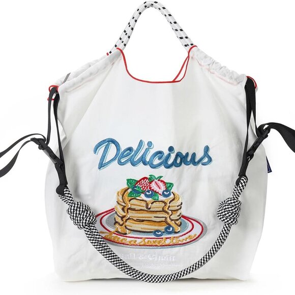 Embroidery Tote Bag Nylon Small Multiple Uses Stylish Lightweight - Picture 1 of 6